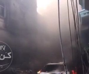 تصاویر ساختمان هاى تخریب شده در اثر برخورد ایرباس٣٢٠ هواپیمایى پاکستان در منطقه مسکونى اطراف فرودگاه کراچى.