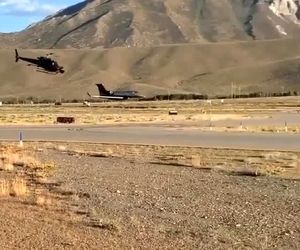 فیلم برداری از پرواز هواپیما توسط هلیکوپتر 