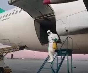 ضدعفونی و گند زدایی ایرباس هواپیمایی ماهان، پرواز چین