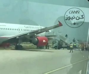 ویدیویی از ایرباس A320 هواپیمایی قشم که دقایقی پیش در فرودگاه نجف دچار حادثه شد.