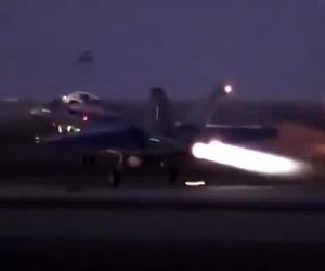 تیک‌آف FA18 سوپر هورنت با استفاده از پس سوز 