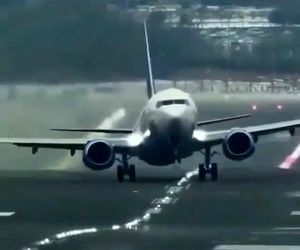 تیک‌آف بویینگ ۷۳۷ در شرایط باد جانبی