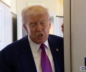 گفت‌گوی خبری ترامپ در توصیف سفر به خاورمیانه از داخل هواپیمای 