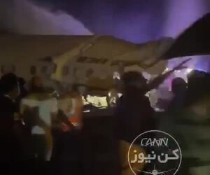 نخستین تصاویر از سانحه هواپیمای مسافربری ایرایندیا در هوای بارانی