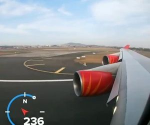 تیک‌آف ملکه (بویینگ ۷۴۷) از فرودگاه بمبئی و نظارت لحظه به لحظه سرعت هواپیما 
