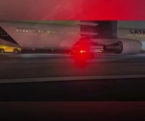 ترکیدن لاستیک بوئینگ
 ۷۶۷ لاتام پس از فرود در آتلانتا