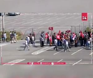 تظاهرات کارمندا شرکت هواپیمایی ایرباس در مقر اصلی این شرکت در شهر تولوز فرانسه در پی اعلام خبر تعدیل نیرو در این شرکت