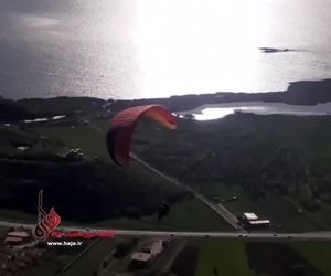 لحظه سقوط پاراگلایدر در کوه فیله‌قوس مریوان