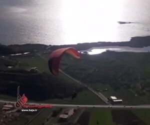 لحظه سقوط پاراگلایدر در کوه فیله‌قوس مریوان