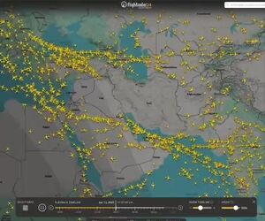 کلیر شدن آسمان بخش بزرگی از خاورمیانه با شروع حملات علیه ایران 


