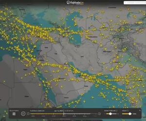 کلیر شدن آسمان بخش بزرگی از خاورمیانه با شروع حملات علیه ایران 


