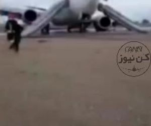 لحظات ابتدایی شکستن ارابه فرود بویینگ ۷۳۷ کاسپین از دوربین یک مسافر دیگر  