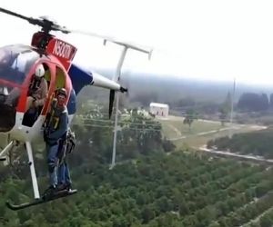 انتقال تکنسین‌های بازرسی خطوط انتقال برق فشار قوی با استفاده از هلیکوپتر