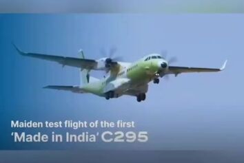 نخستین هواپیمای ترابری نظامی Airbus C295 ساخت هند اولین پرواز خود را انجام داد