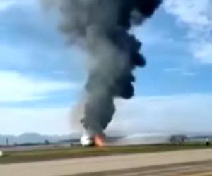 ویدیویی دیگر از لحظات ابتدایی سوخت ایرباس A139 در آتش و شروع عملیات اطفا حریق 