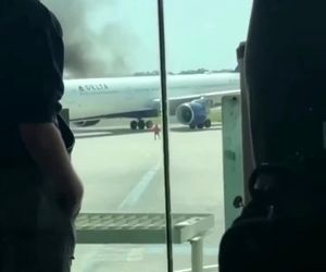 
لحظه دلهره‌آور آتش‌سوزی موتور ایرباس ۳۳۰ دلتا و تخلیه اضطراری 

