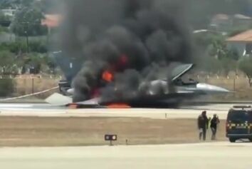 فرود اضطراری جنگنده F-16 یونان و آتش‌سوزی پس از فرود در فرودگاه زاکینتوس