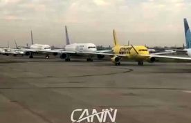 صف طولانی ده‌ها هواپیما در فرودگاه بین‌المللی نیوآرک!