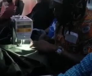 خیاطی کردن در هواپیما 