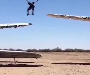 اسکیت برد سواری روی بال هواپیما