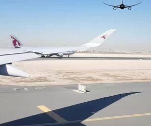 هواپیماهای Qatar Airways در حال تاکسی در فرودگاه بین‌المللی دوحه