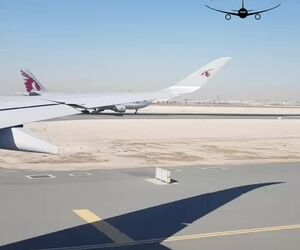 هواپیماهای Qatar Airways در حال تاکسی در فرودگاه بین‌المللی دوحه