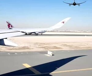 هواپیماهای Qatar Airways در حال تاکسی در فرودگاه بین‌المللی دوحه
