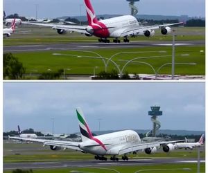 فرود دو سوپرجامبو در فرودگاه سیدنی