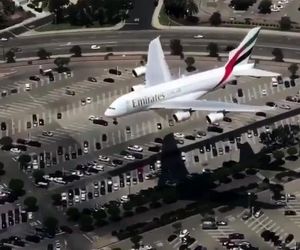 فرود ایرباس A380 هواپیمایی امارات از نمایی جذاب و دیدنی 