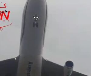 فرود ایرباس A340 هواپیمایی آسمان در فرودگاه مهرآباد
