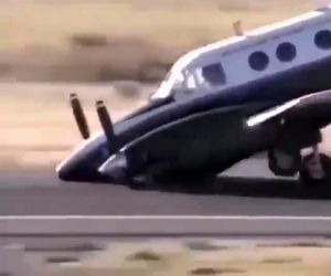 چرخ جلوی خراب و فرودی که به درستی انجام نشد